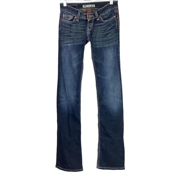 BKE Buckle Stella Boot Women 24 Whiskered Bootcut Jeans Blue Cotton Spandex Dark - Picture 2 of 8